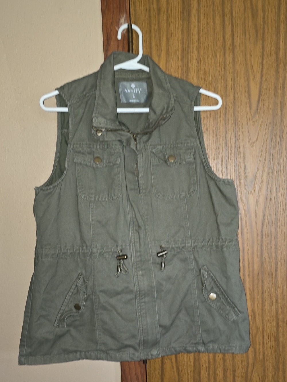 Vanity Olive Green Drawstring Utility Vest